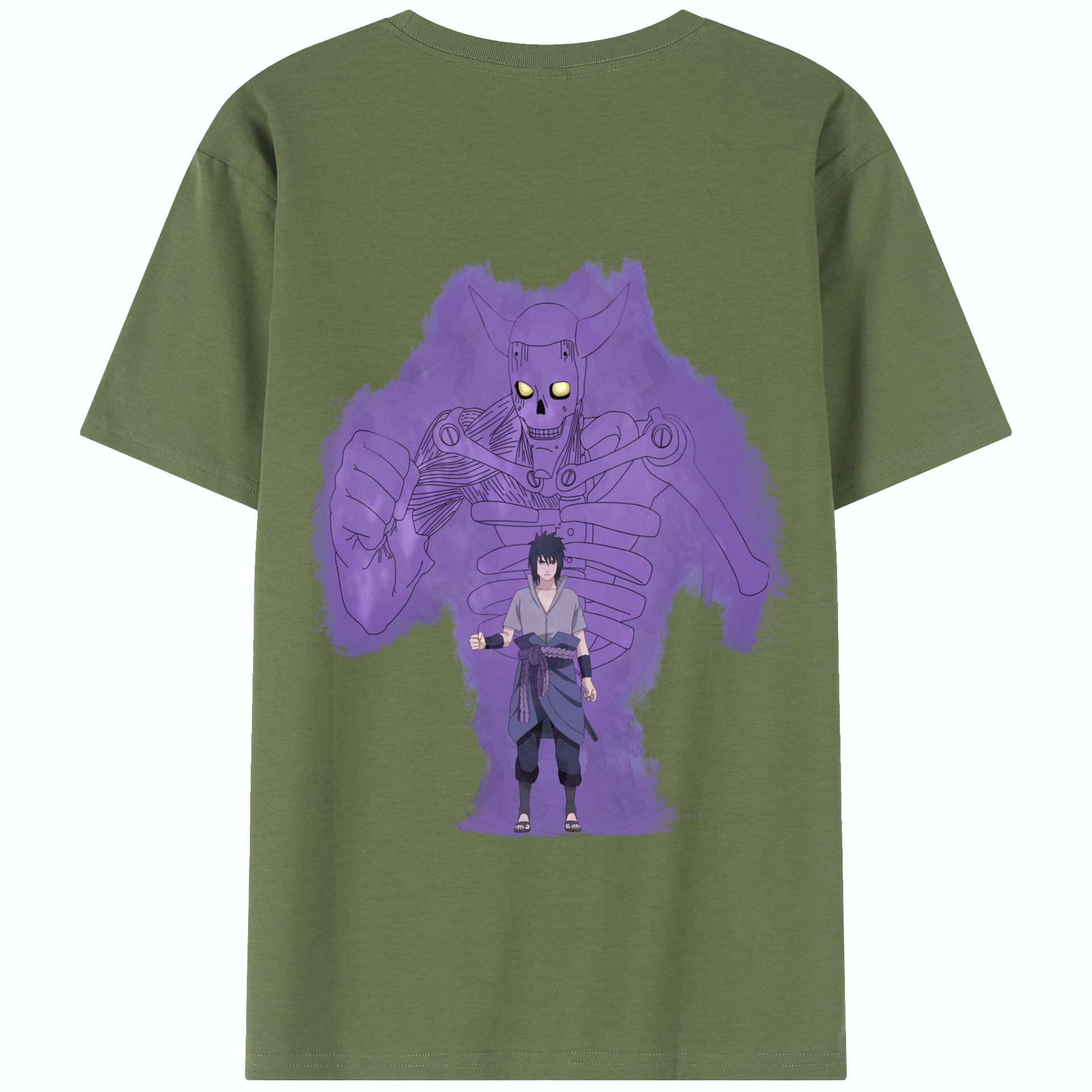 （画像用） NARUTO -ナルト- うちは サスケ Uchiha Sasuke 綿100％半袖Tシャツ（背面プリント）